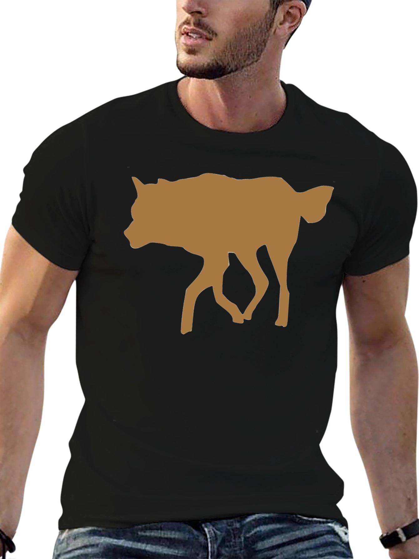 Wolf Silhouette Graphic Black T-Shirt