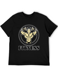 Fitness Graphic Tee - Black Cotton T-Shirt