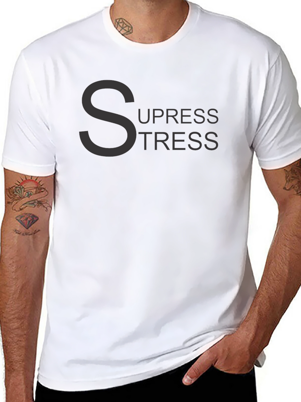 Suppress Stress Black Graphic Tee