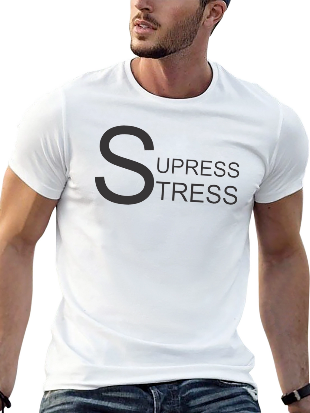 Suppress Stress Black Graphic Tee