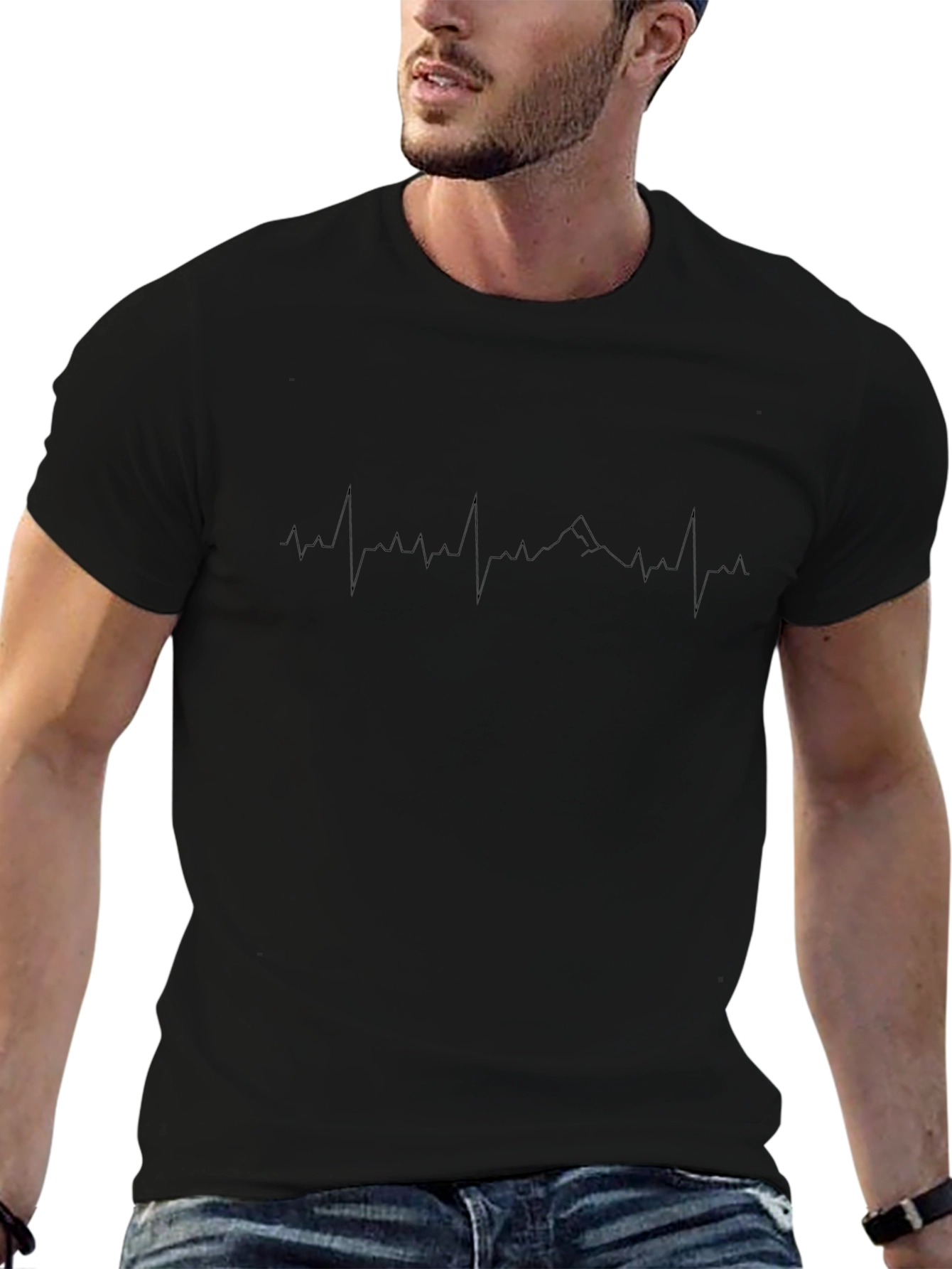 Heartbeat Mountain Black T-Shirt