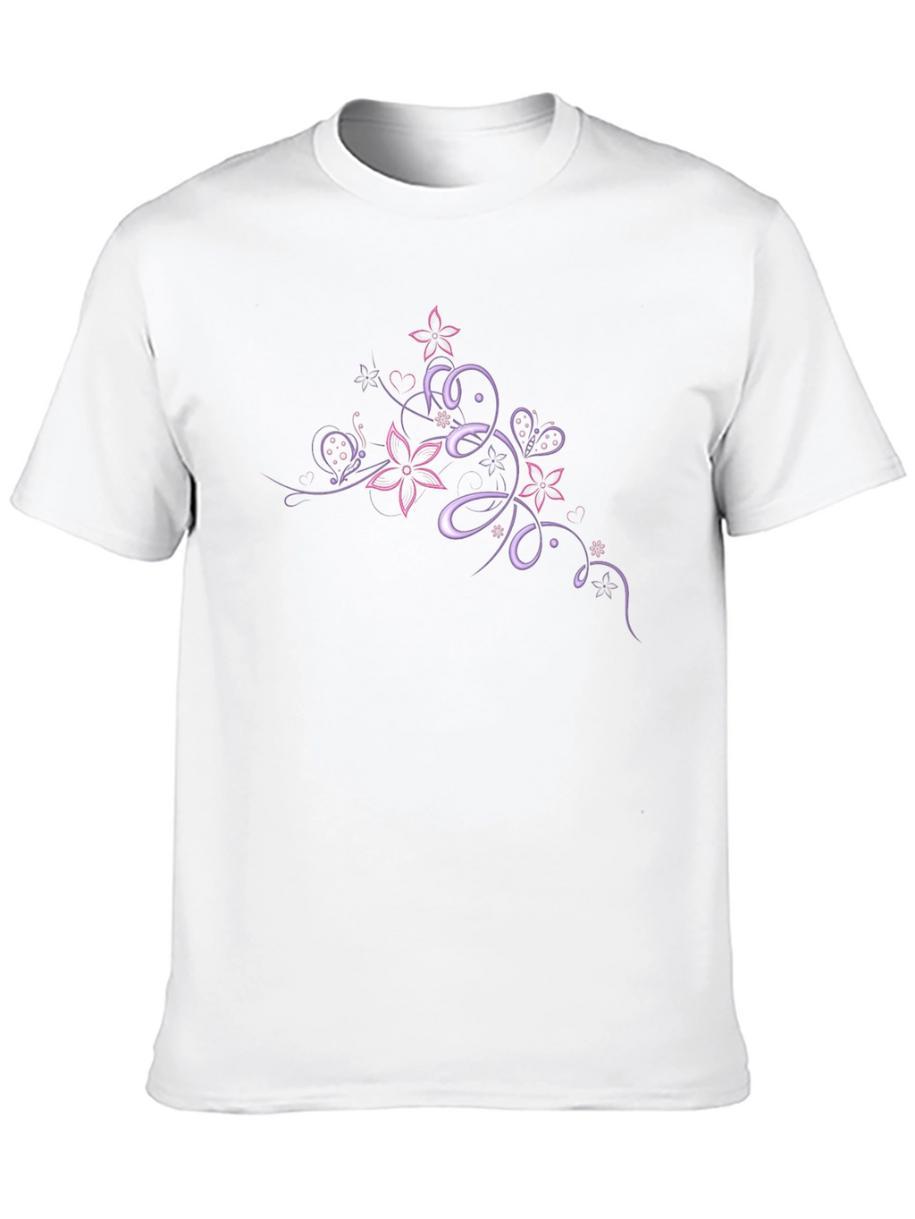 Floral Butterfly Swirl Graphic Tee - Black