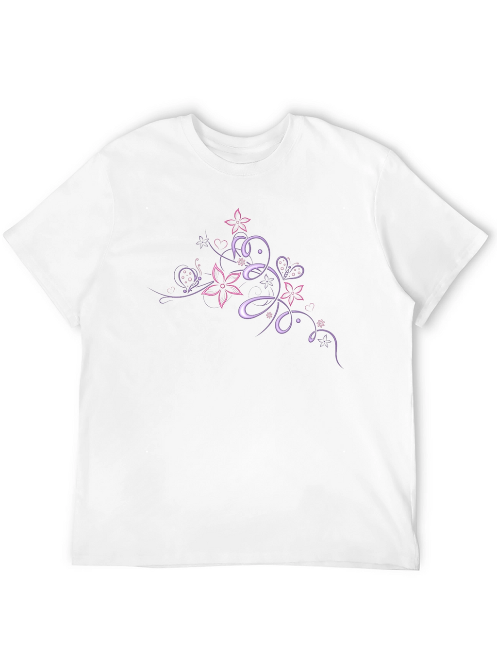 Floral Butterfly Swirl Graphic Tee - Black