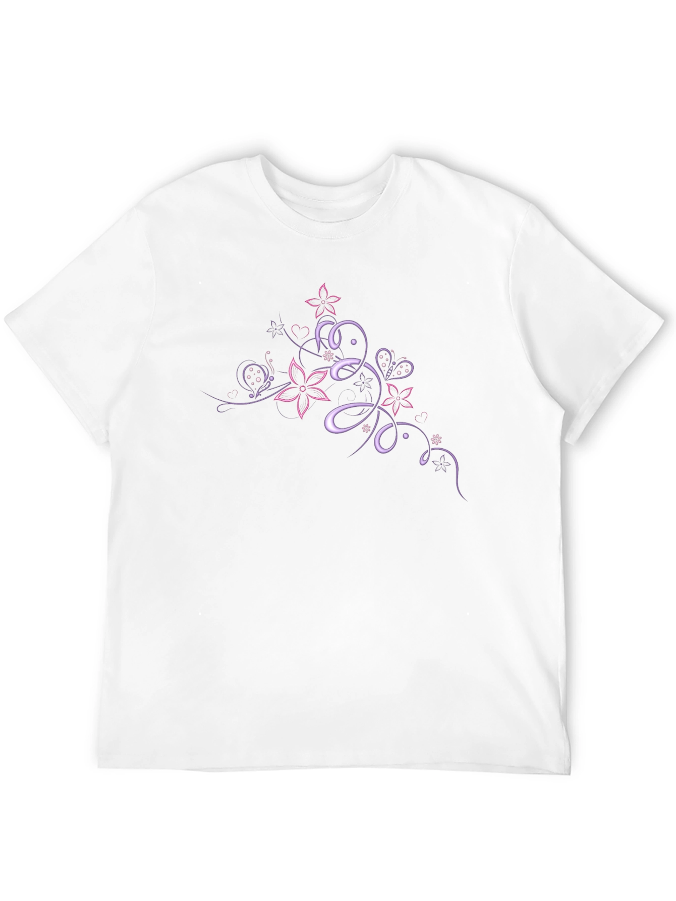 Floral Butterfly Swirl Graphic Tee - Black