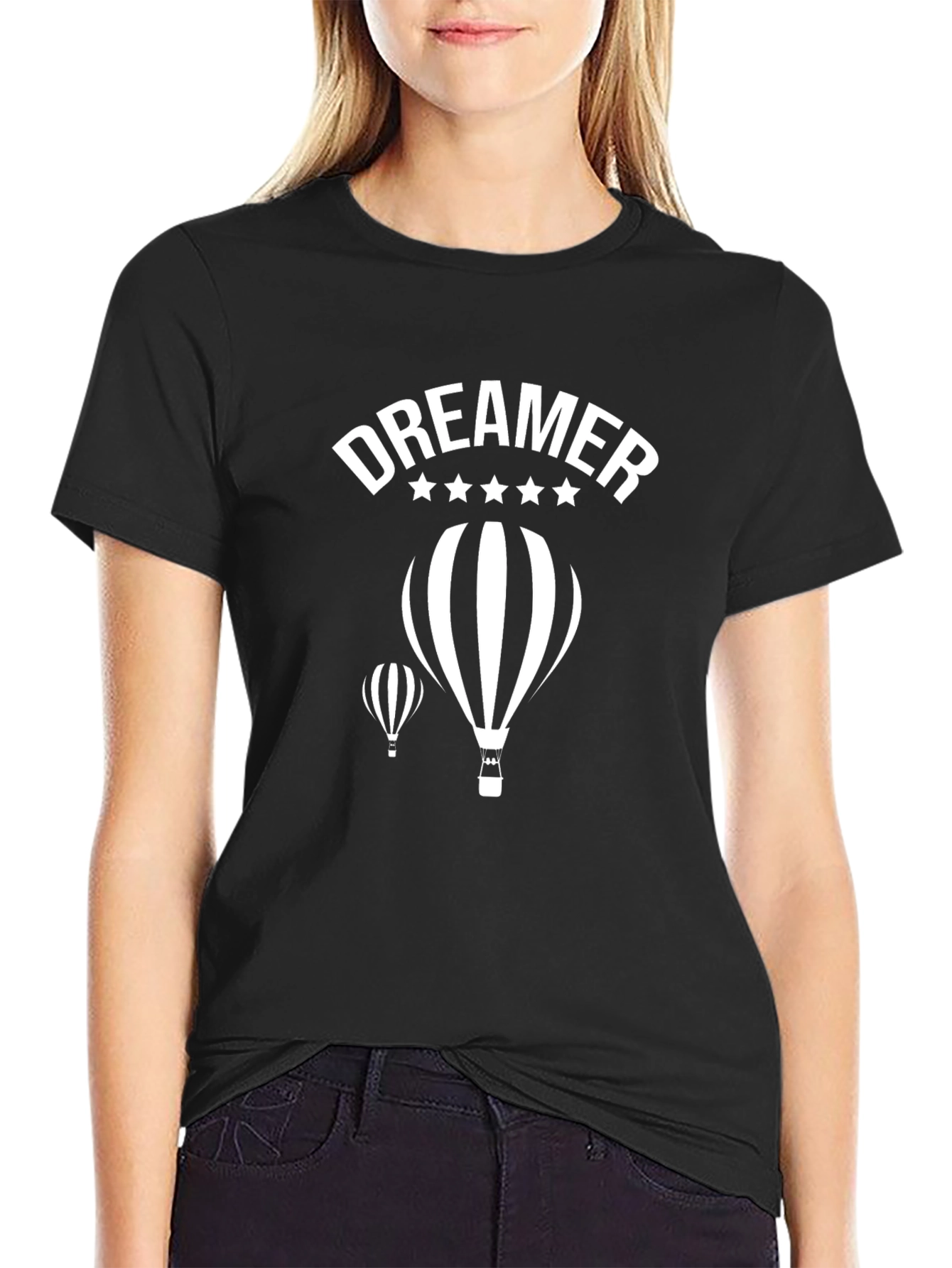 Dreamer Balloon Graphic Black T-Shirt