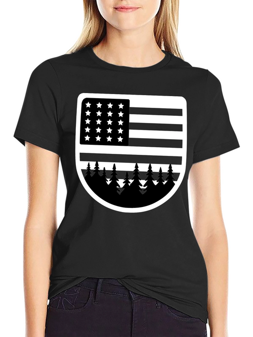 American Flag Tree Graphic T-Shirt
