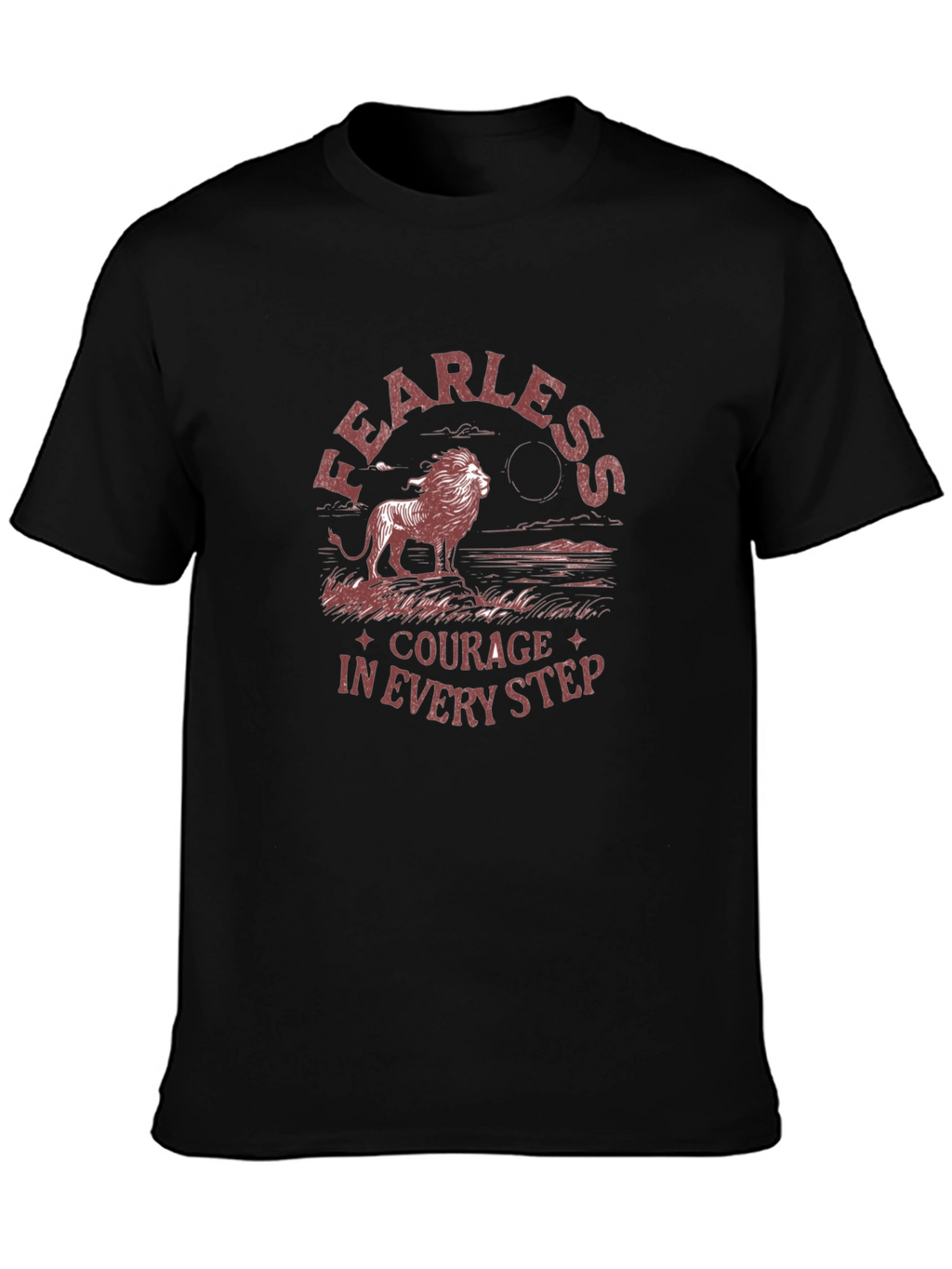 Fearless Courage Lion Graphic Black T-Shirt