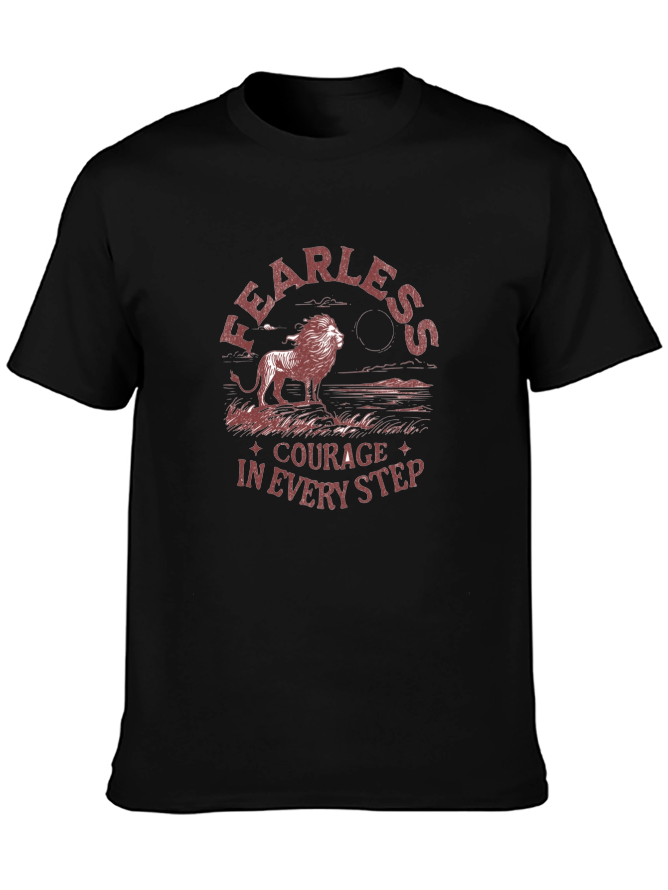 Fearless Courage Lion Graphic Black T-Shirt