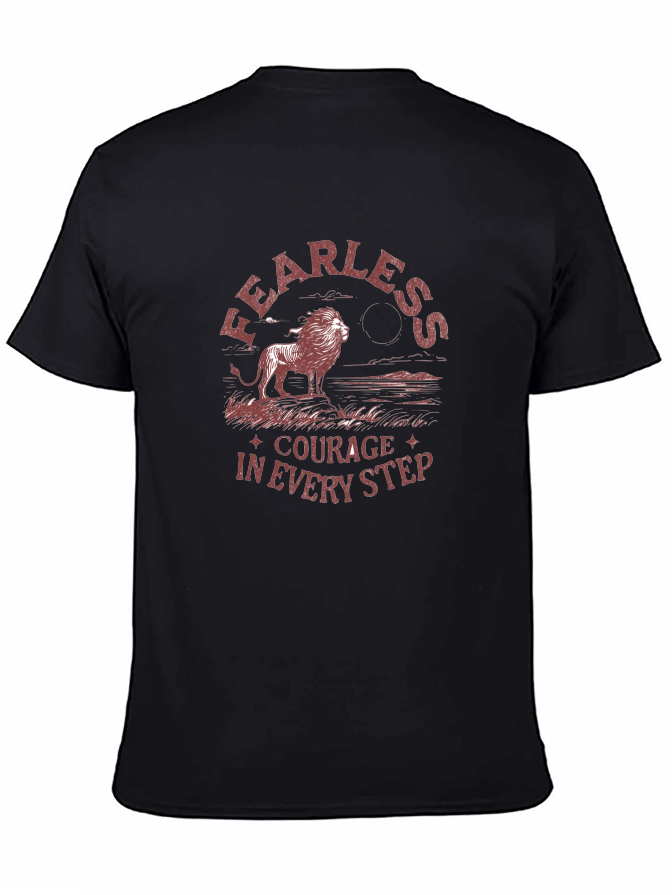 Fearless Courage Lion Graphic Black T-Shirt