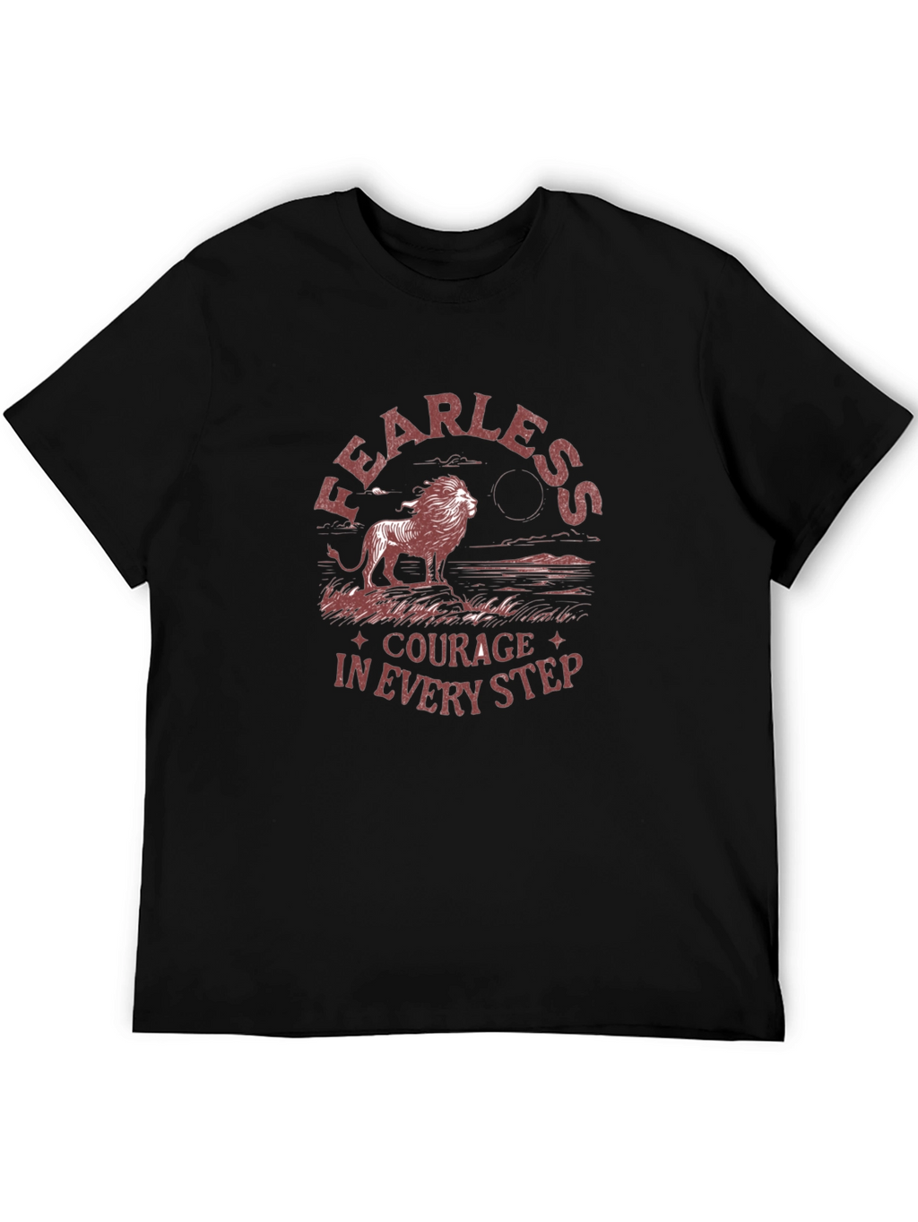 Fearless Courage Lion Graphic Black T-Shirt