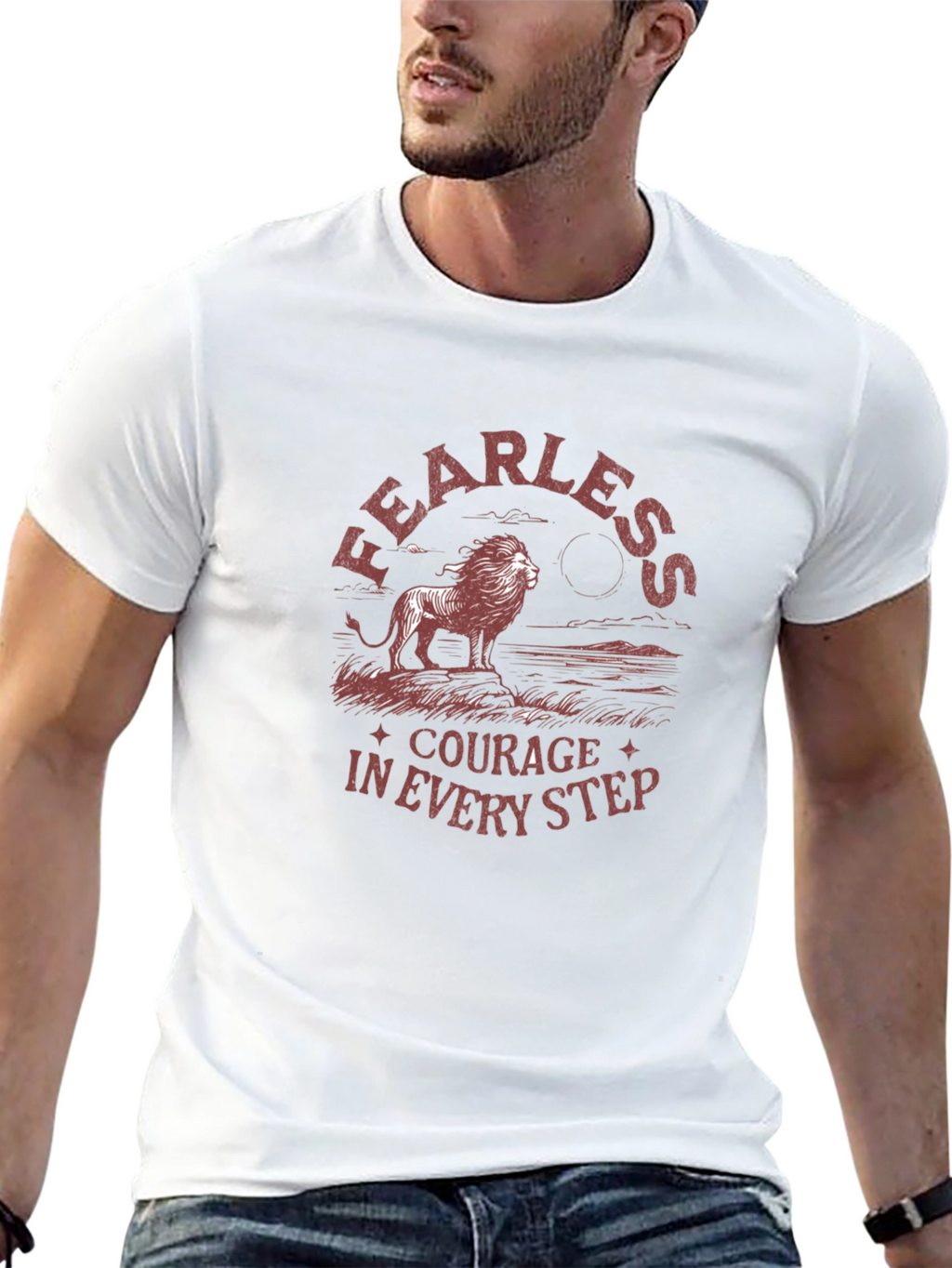 Fearless Courage Lion Graphic Black T-Shirt