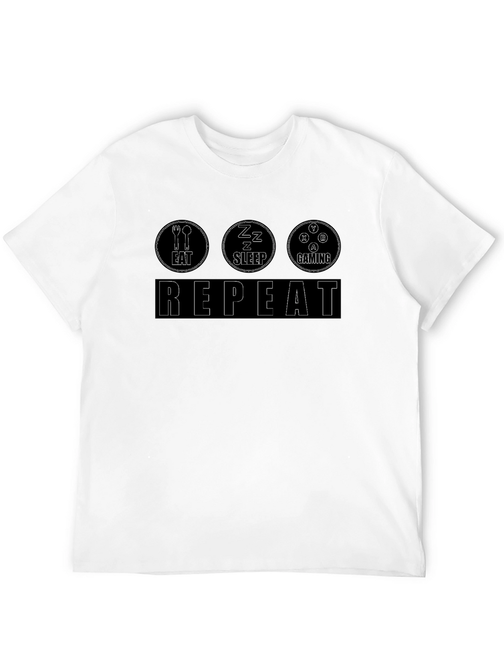 Eat Sleep Gaming Repeat Black T-Shirt