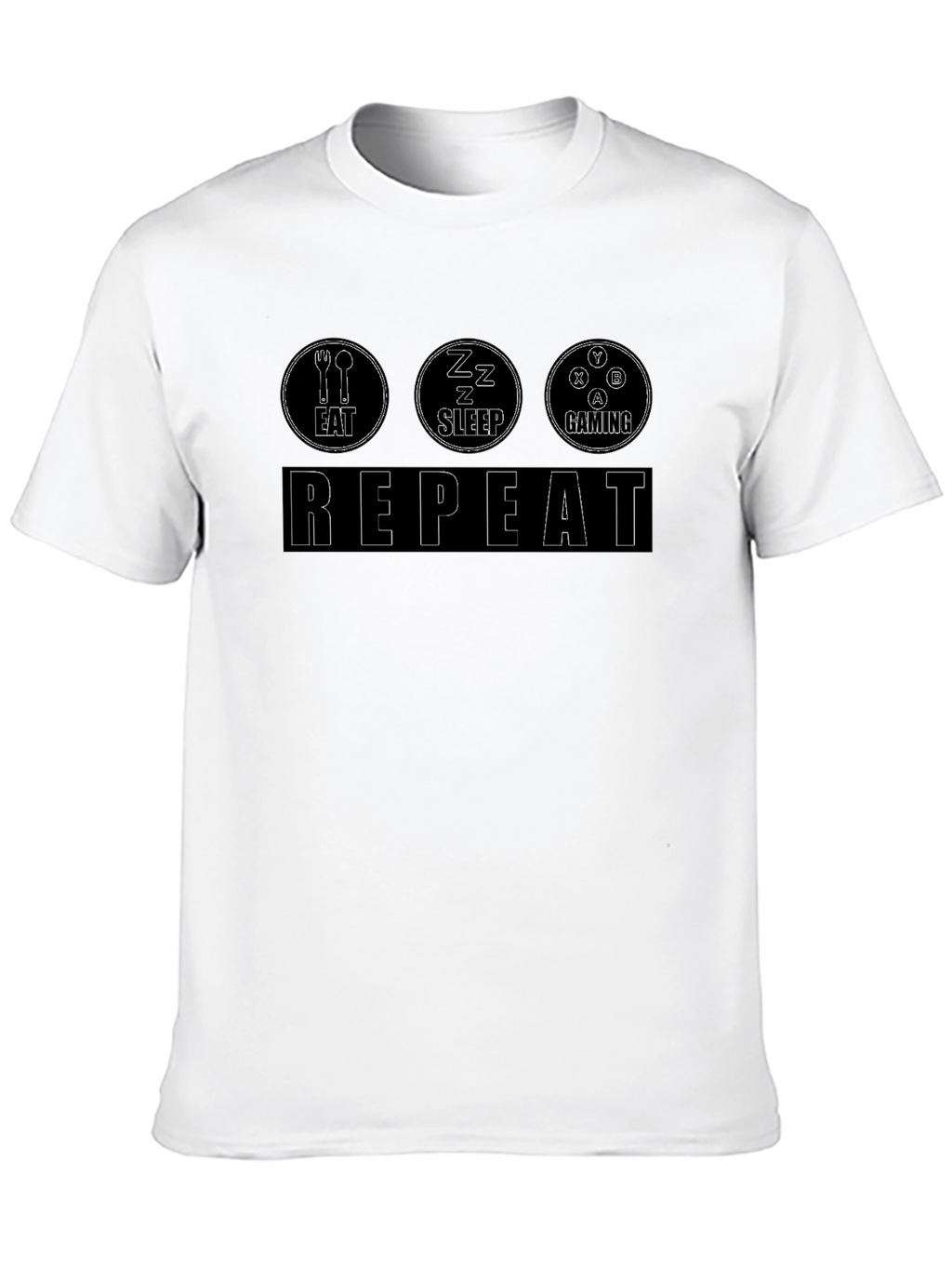 Eat Sleep Gaming Repeat Black T-Shirt