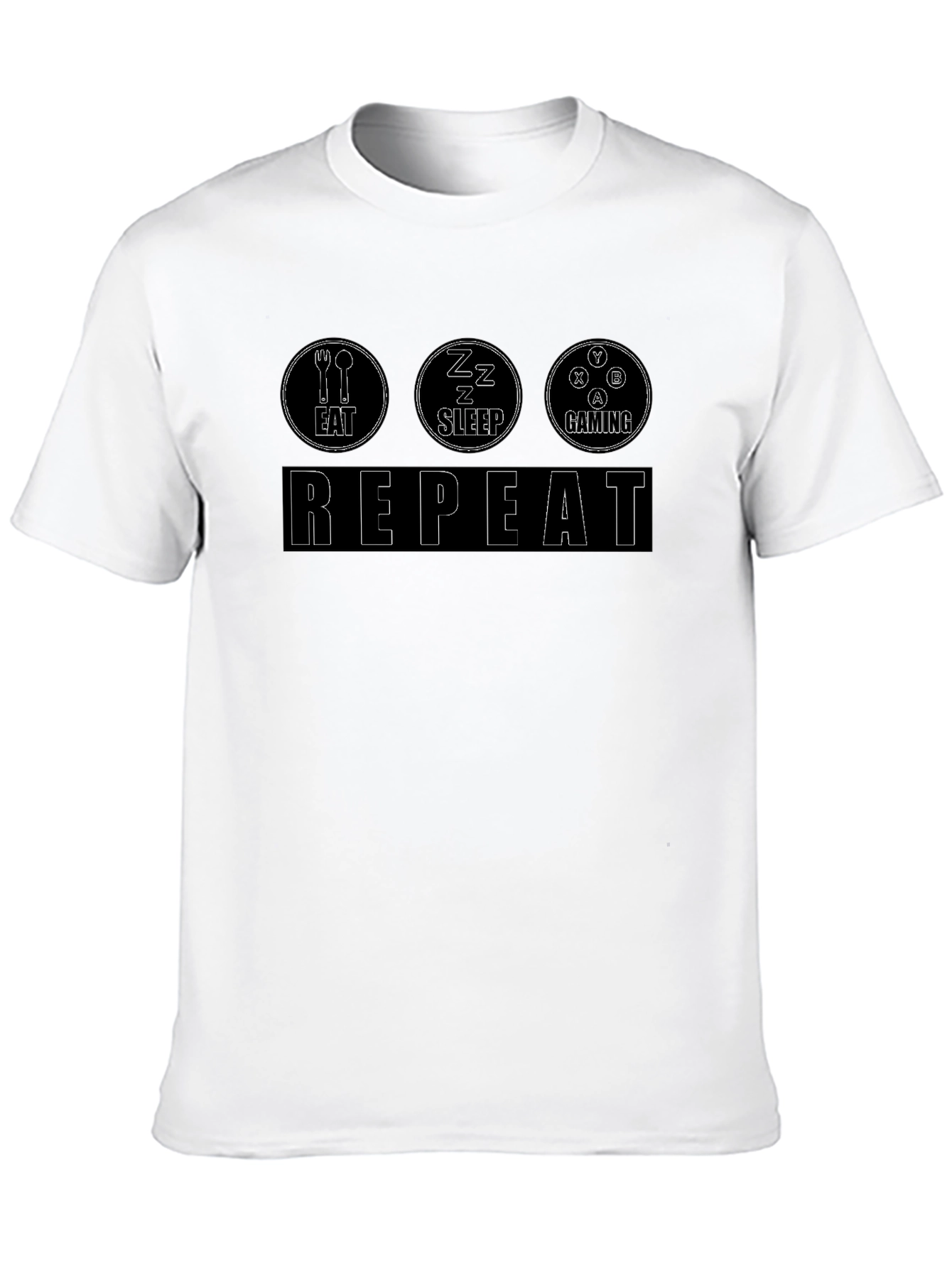 Eat Sleep Gaming Repeat Black T-Shirt