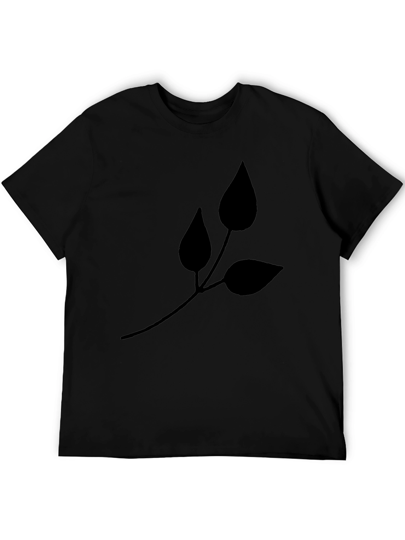 Stylish Black Leaf Graphic Tee - Casual Comfort
