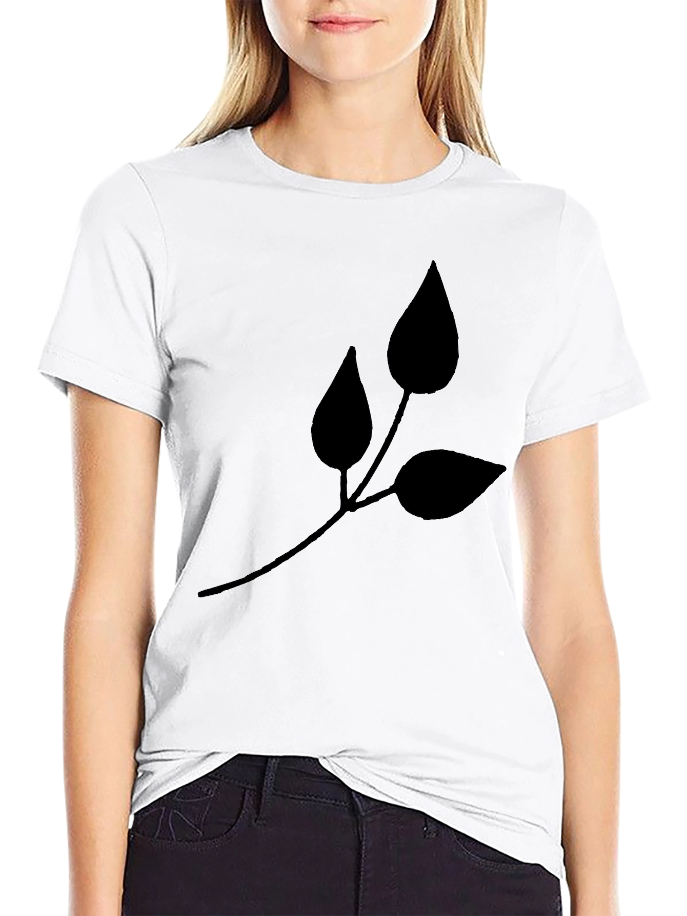Stylish Black Leaf Graphic Tee - Casual Comfort