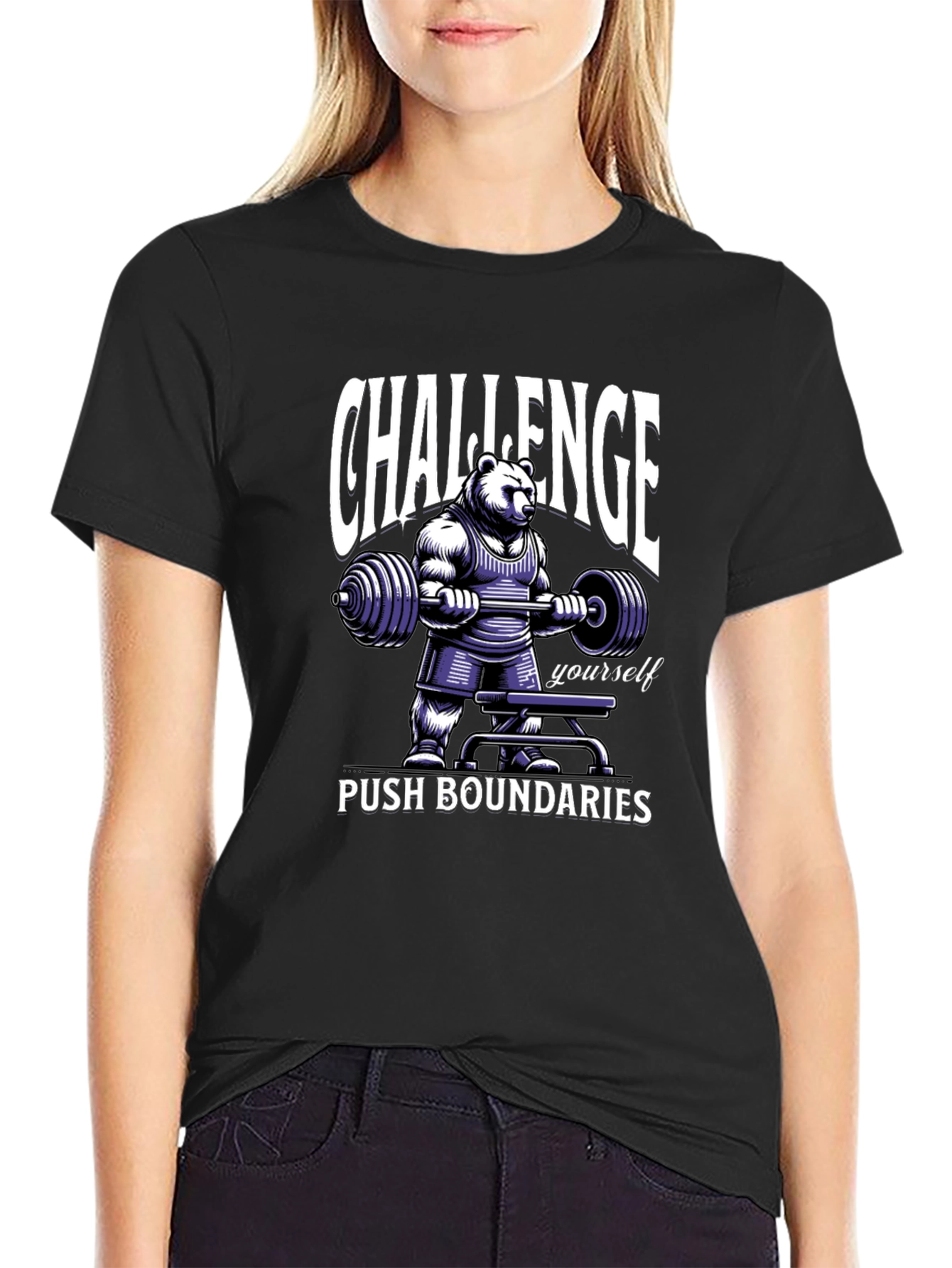 Challenge Yourself Bear Graphic T-Shirt
