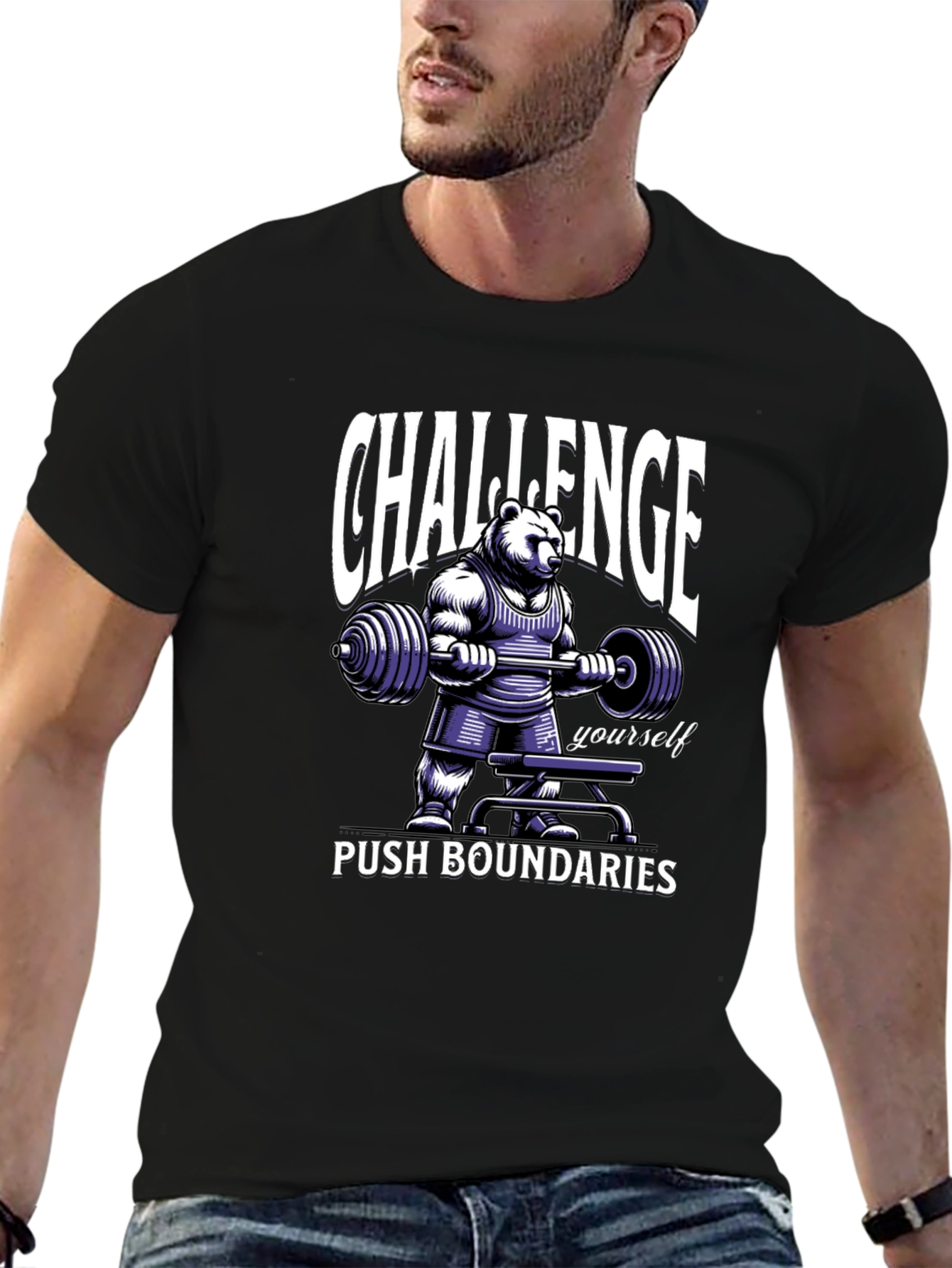 Challenge Yourself Bear Graphic T-Shirt