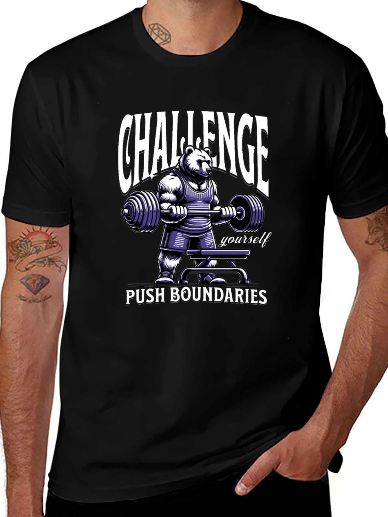 Challenge Yourself Bear Graphic T-Shirt