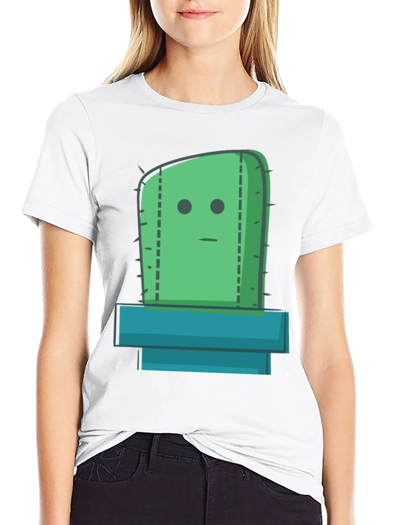 Cactus Graphic Tee - Black Cotton Casual Shirt