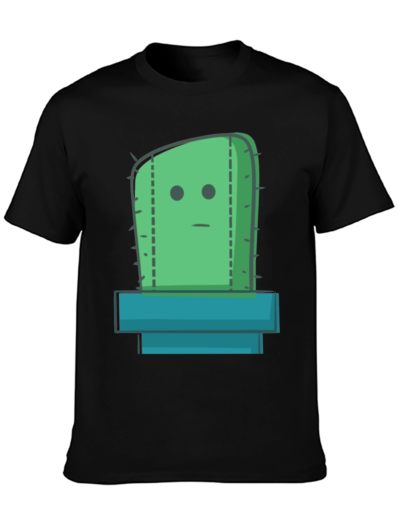 Cactus Graphic Tee - Black Cotton Casual Shirt