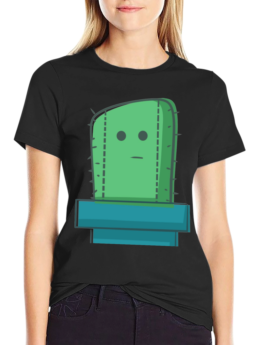 Cactus Graphic Tee - Black Cotton Casual Shirt