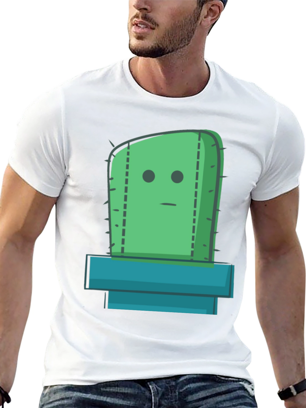 Cactus Graphic Tee - Black Cotton Casual Shirt