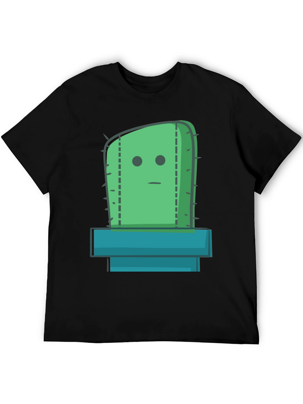 Cactus Graphic Tee - Black Cotton Casual Shirt