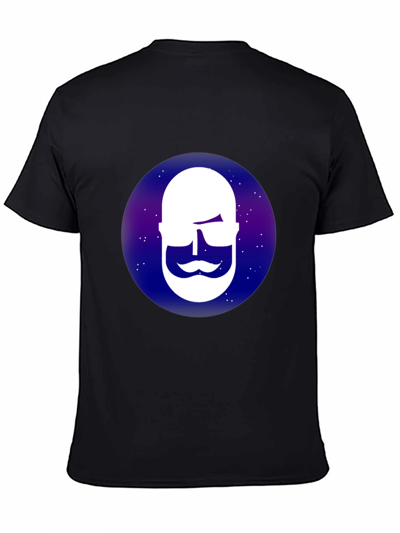 Cool Bearded Face Graphic Tee - Black