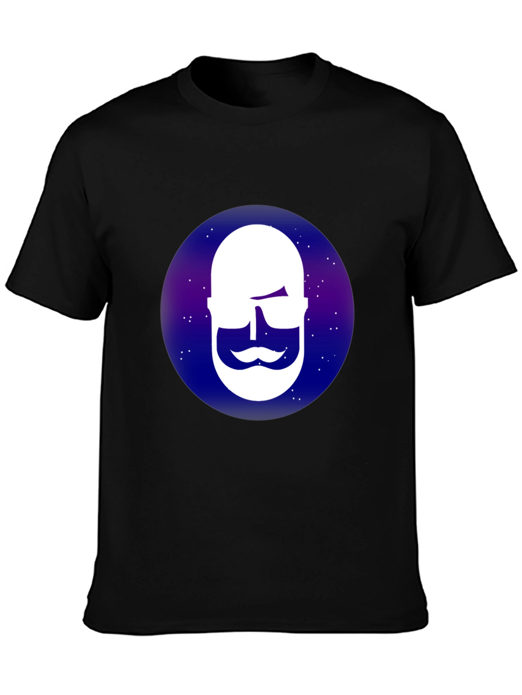 Cool Bearded Face Graphic Tee - Black