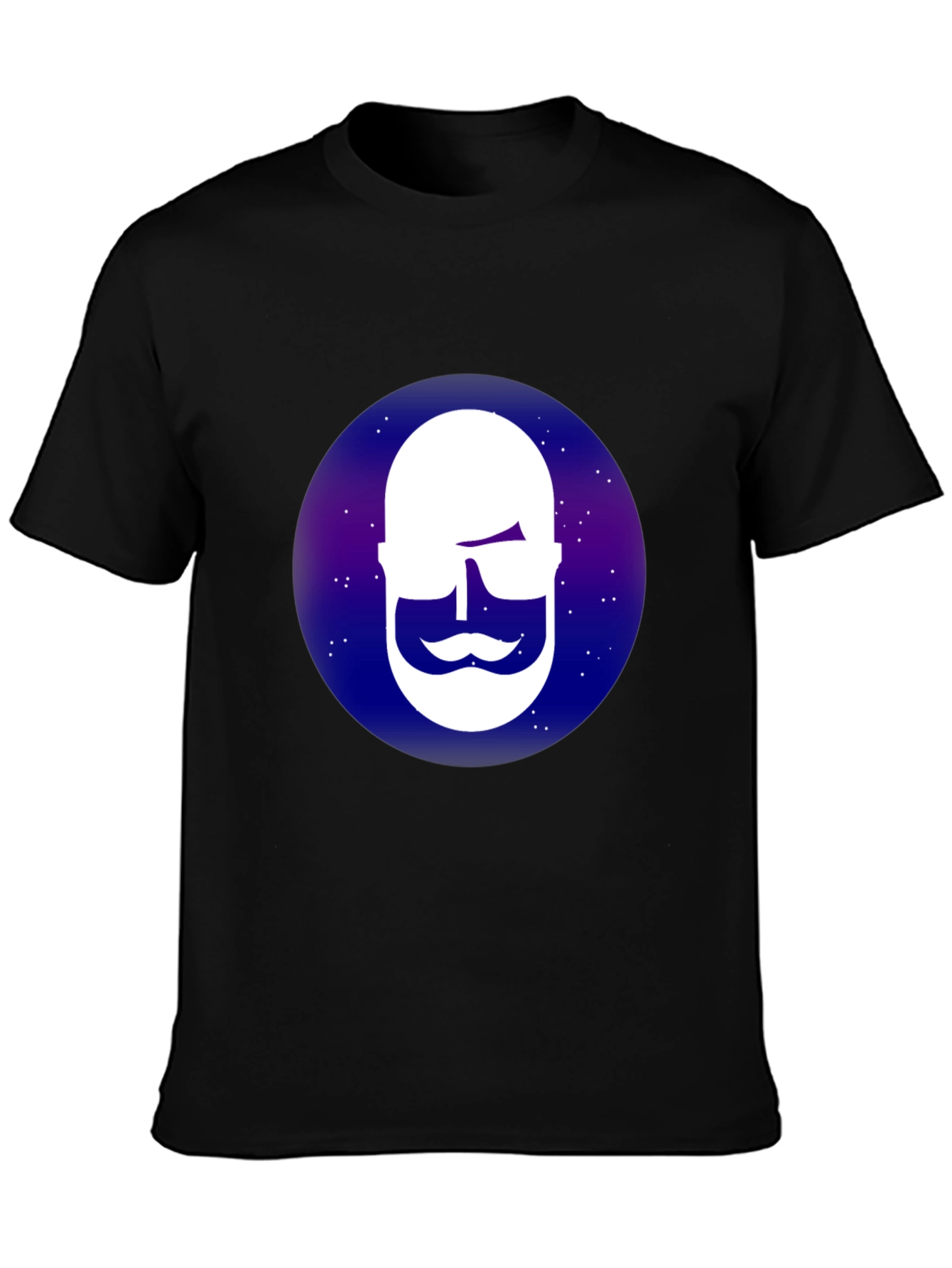 Cool Bearded Face Graphic Tee - Black