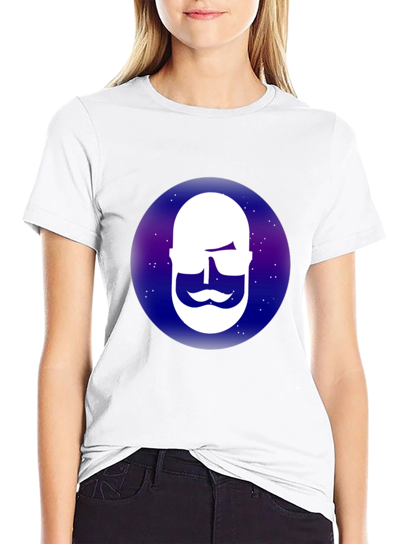 Cool Bearded Face Graphic Tee - Black