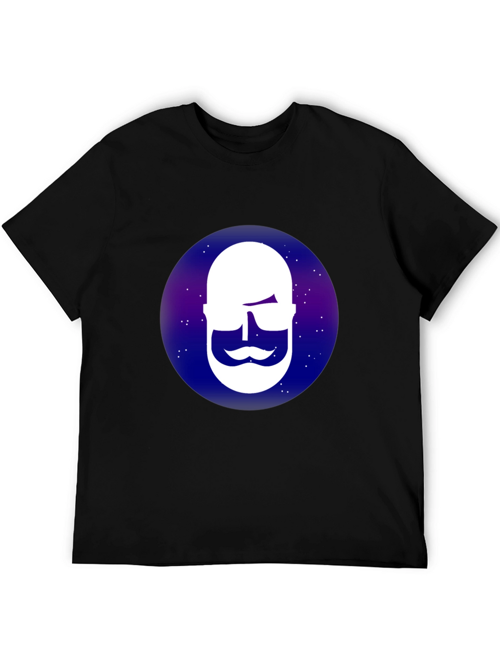 Cool Bearded Face Graphic Tee - Black