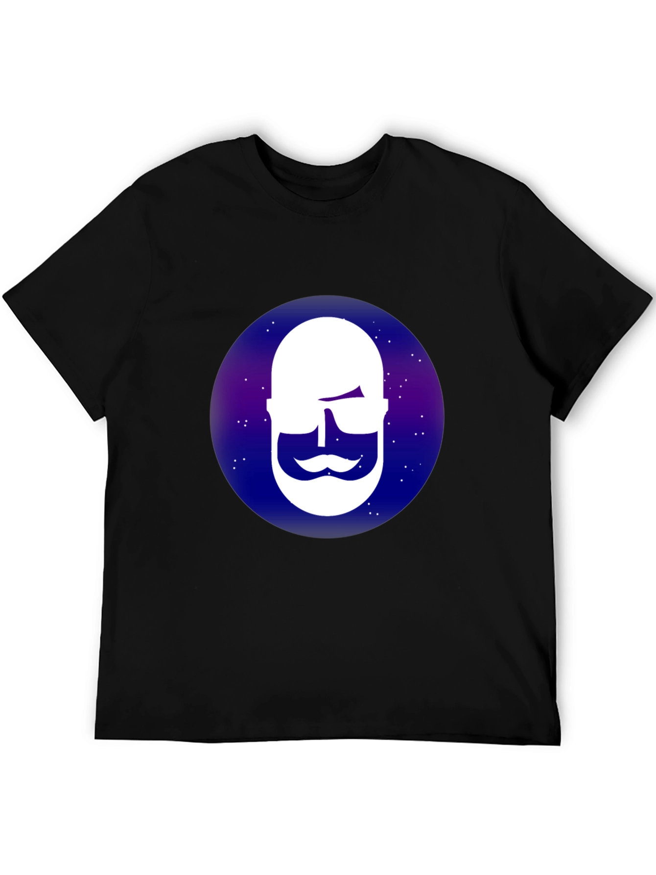 Cool Bearded Face Graphic Tee - Black
