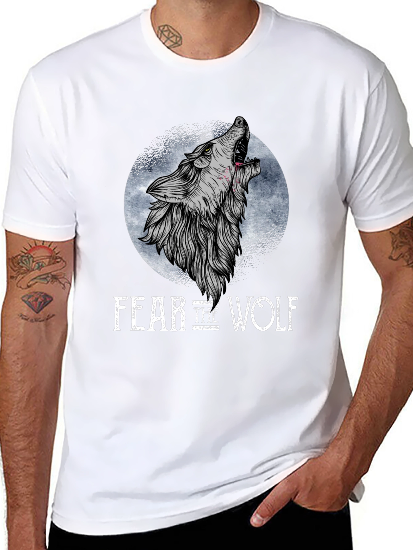Fear the Wolf Graphic T-Shirt - Black Wolf Design