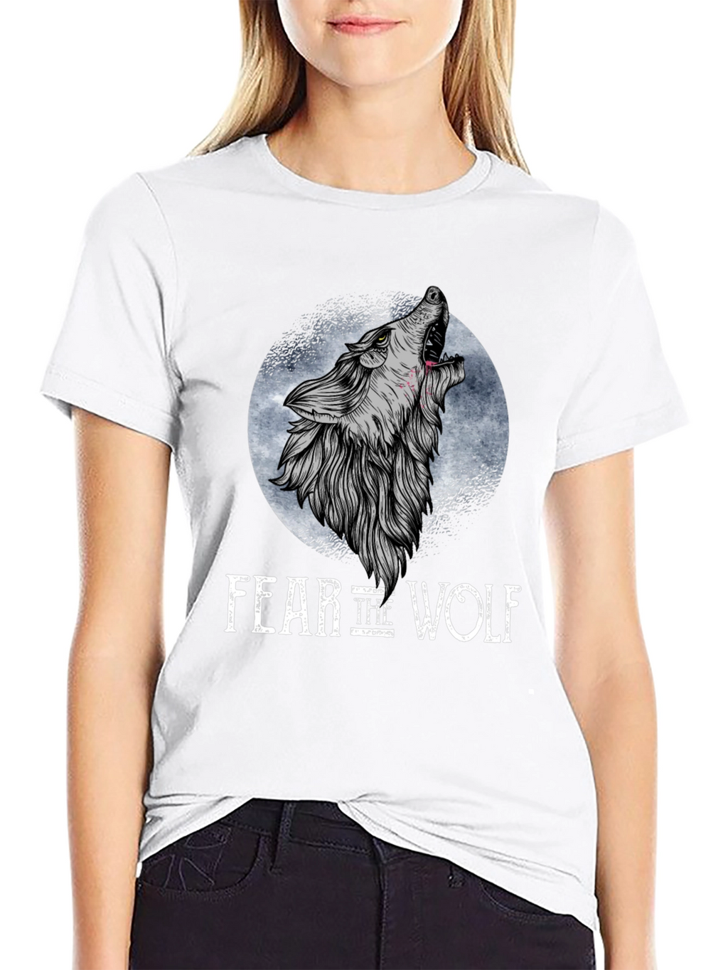 Fear the Wolf Graphic T-Shirt - Black Wolf Design