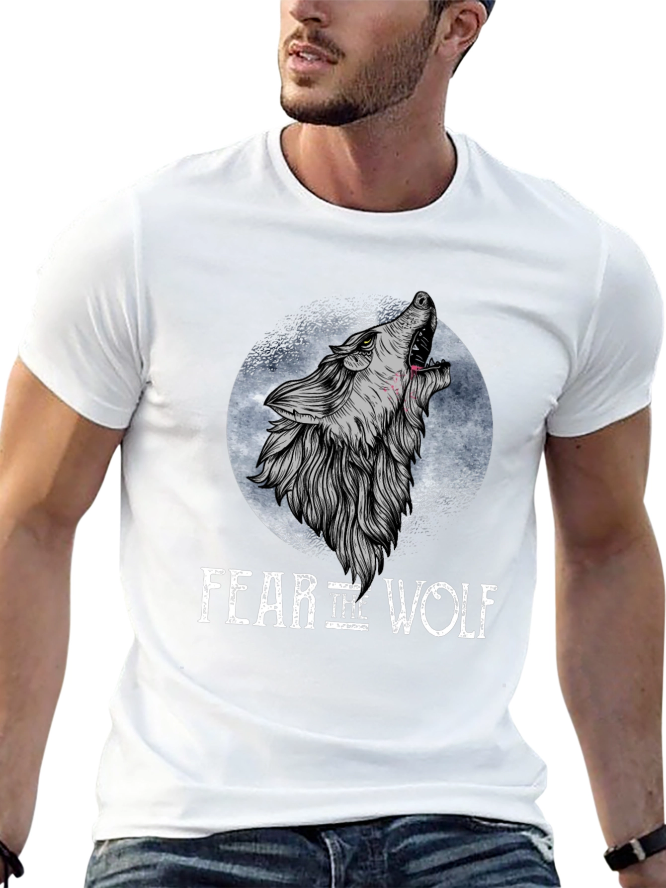 Fear the Wolf Graphic T-Shirt - Black Wolf Design