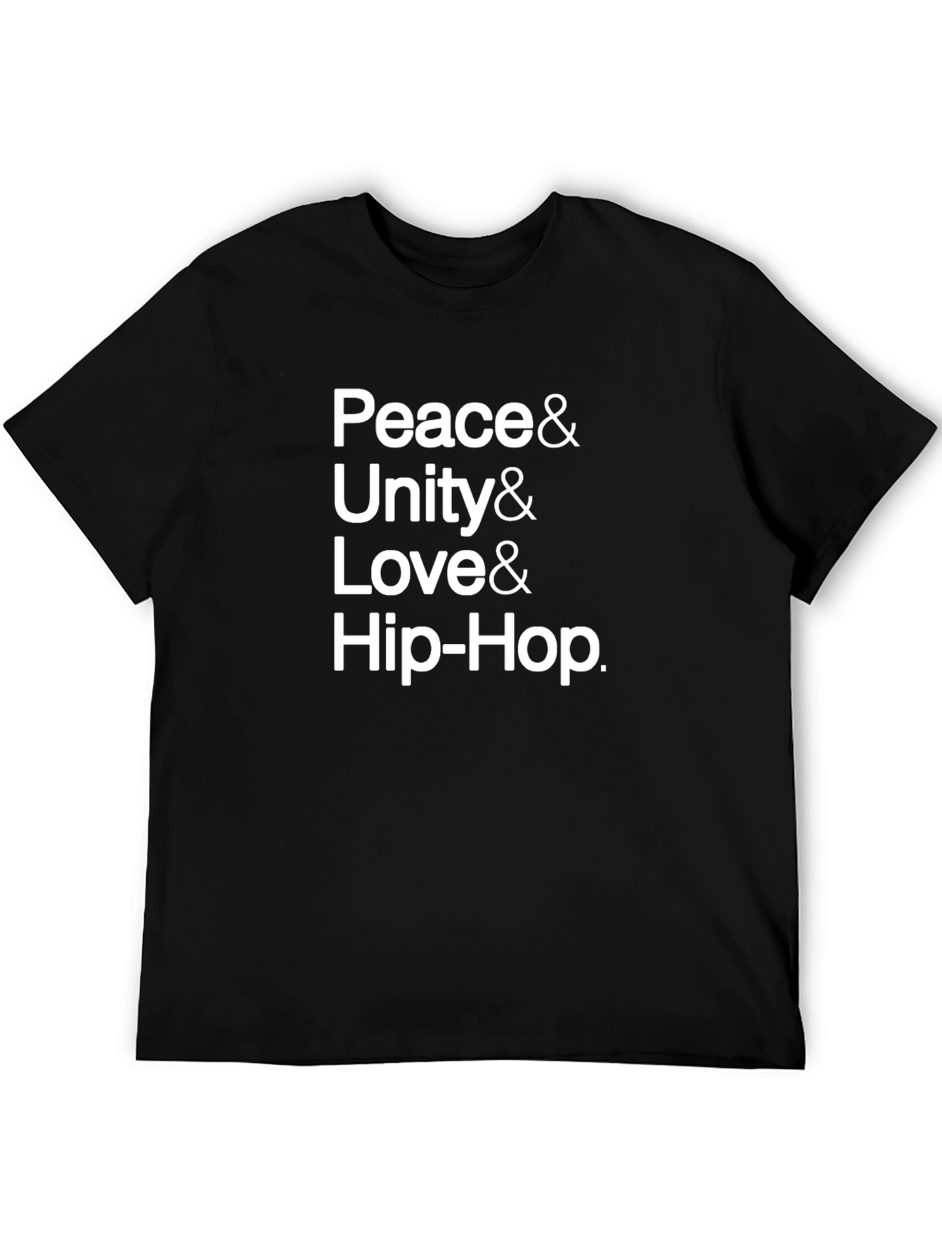 Peace Unity Love Hip-Hop Black Graphic T-Shirt