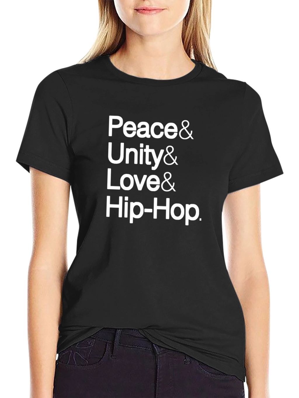 Peace Unity Love Hip-Hop Black Graphic T-Shirt