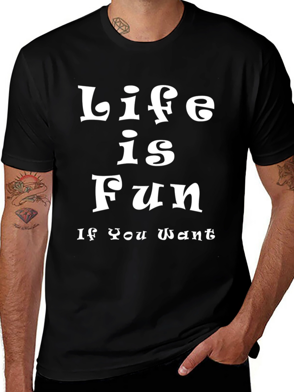 Life is Fun Tee - Stylish Black Cotton T-Shirt