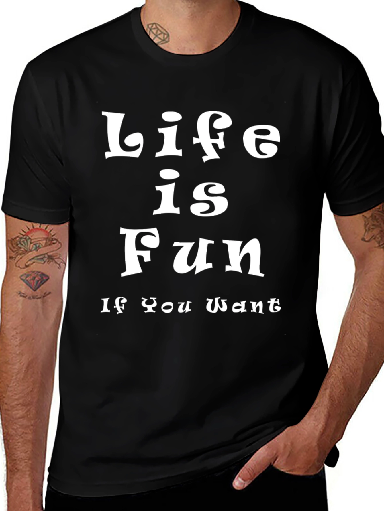 Life is Fun Tee - Stylish Black Cotton T-Shirt