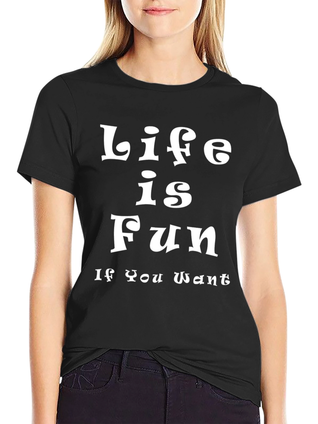 Life is Fun Tee - Stylish Black Cotton T-Shirt