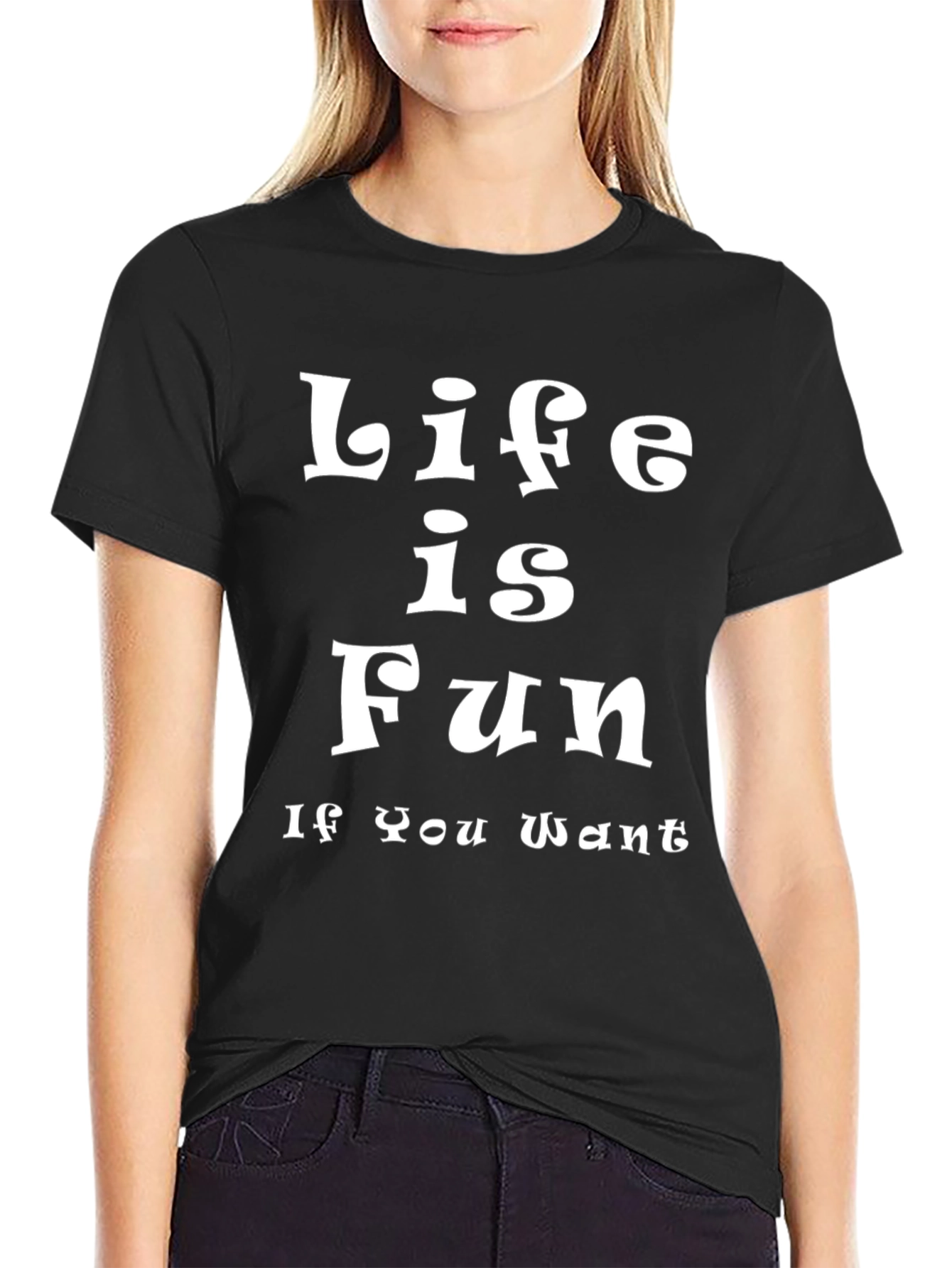 Life is Fun Tee - Stylish Black Cotton T-Shirt