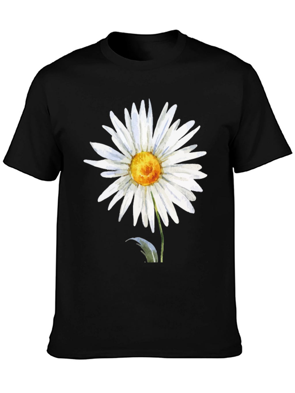Daisy Flower Graphic Tee - Black Casual T-Shirt