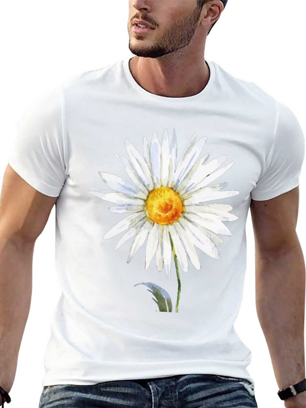 Daisy Flower Graphic Tee - Black Casual T-Shirt