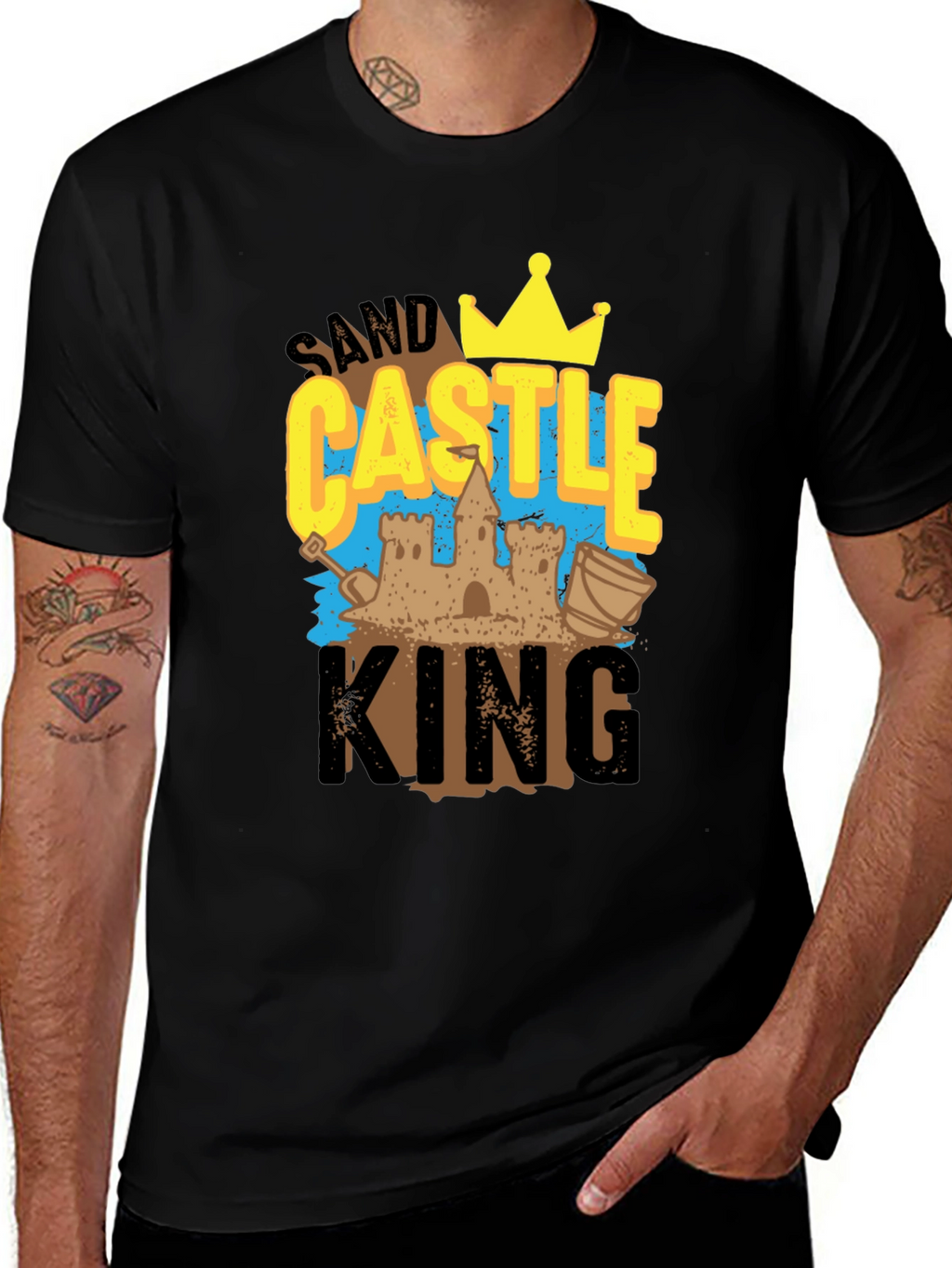 Sand Castle King Graphic Tee - Black Cotton T-Shirt