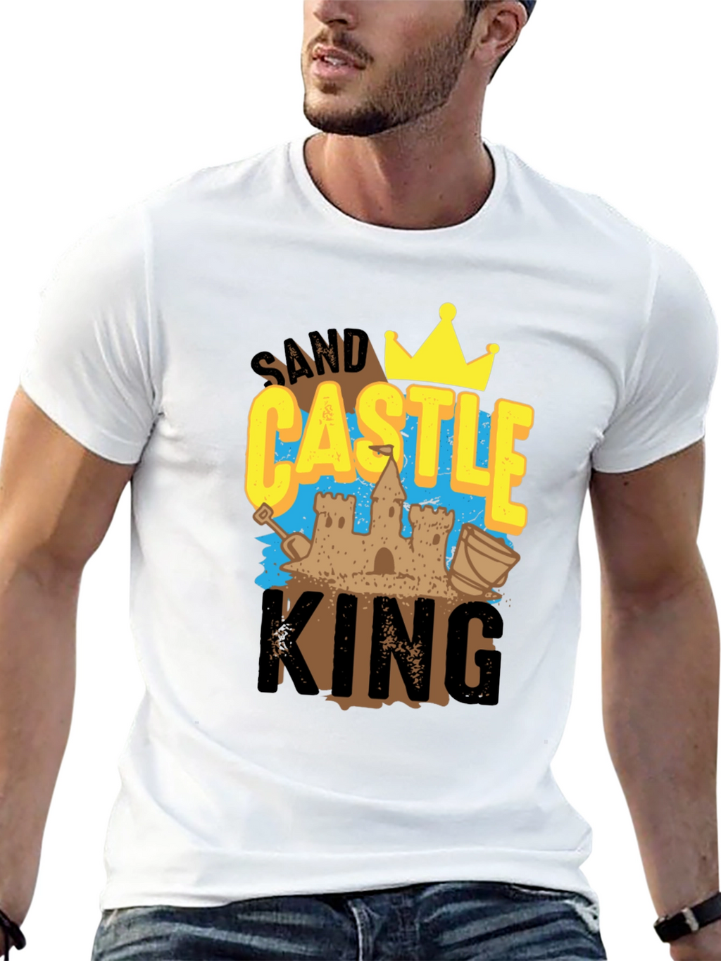 Sand Castle King Graphic Tee - Black Cotton T-Shirt