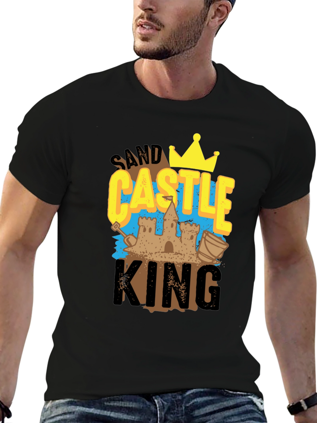 Sand Castle King Graphic Tee - Black Cotton T-Shirt
