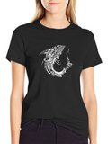Tribal Shark Graphic Black T-Shirt