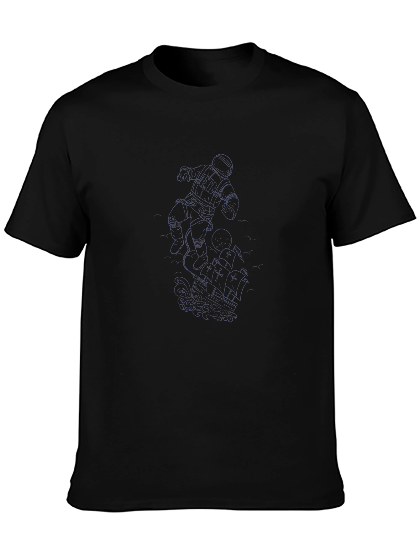 Mens Black Crew Neck Graphic T-Shirt